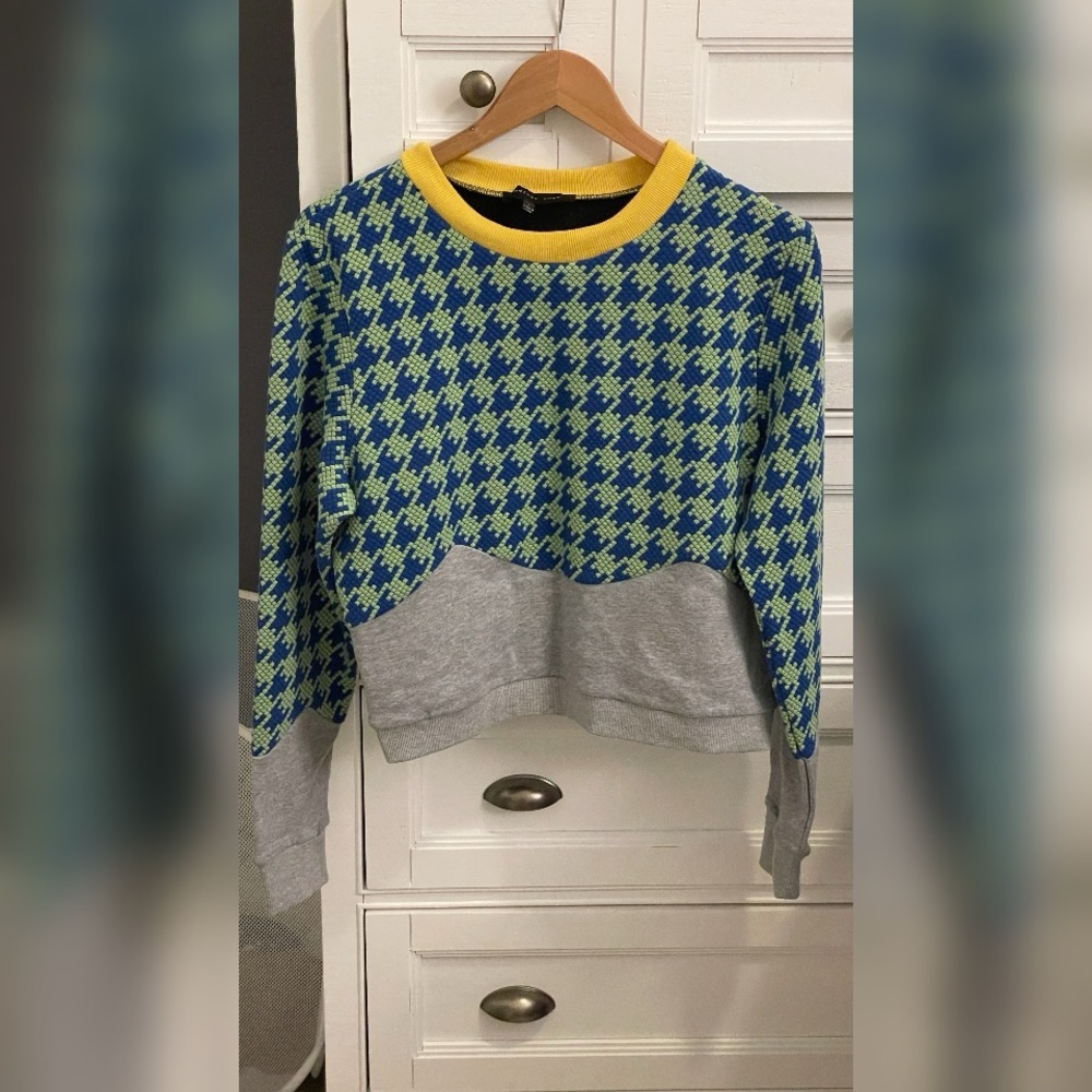 Endless Rose Blue and Green Houndstooth Sweater